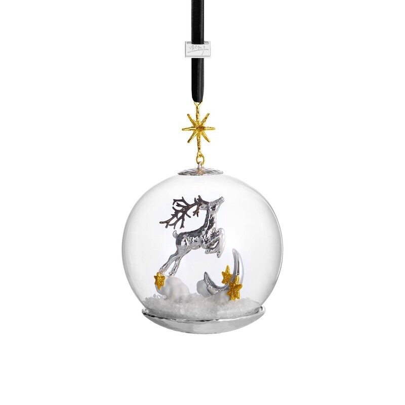 MICHAEL ARAM Reindeer Snow Globe Ornament