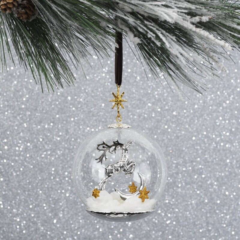 MICHAEL ARAM Reindeer Snow Globe Ornament