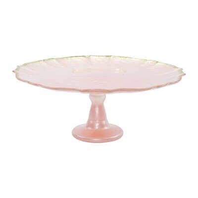 VIETRI Baroque Glass Pink Cake Stand