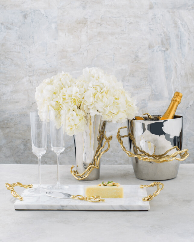 MICHAEL ARAM Wisteria Gold Cheese Board w/ Knife