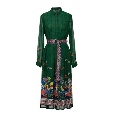 EMILY LOVELOCK Calf Length Viscose Dress (Green)