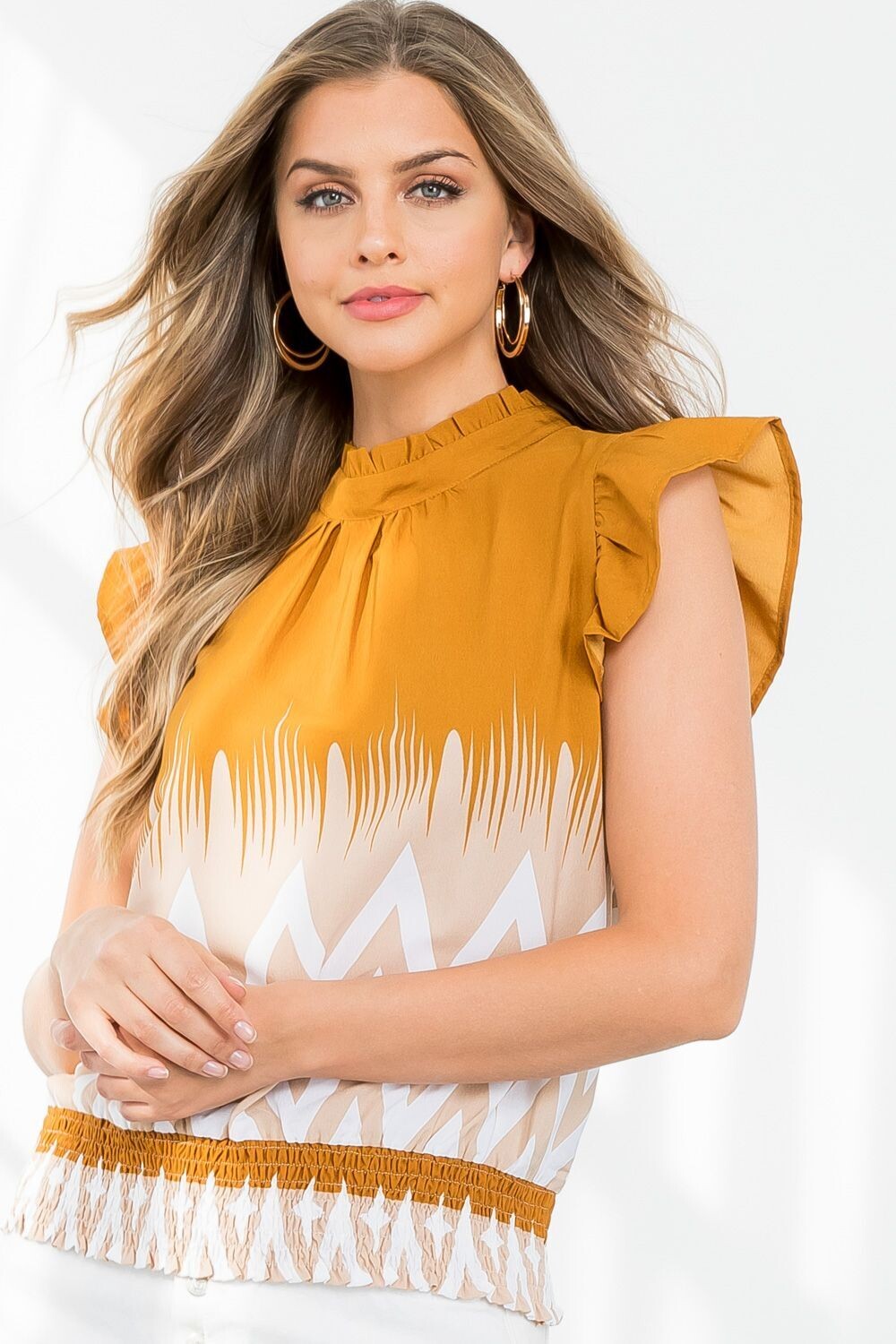 THML Flutter Sleeve Mustard Top