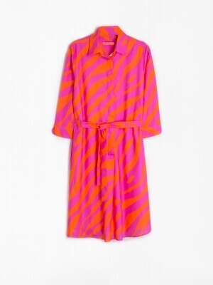 VILAGALLO Adriana Pink/Orange Zebra Dress