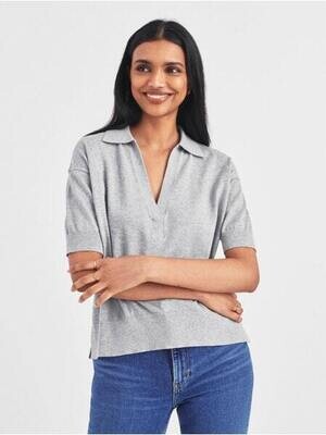 WHITE+WARREN Cashmere & Cotton Polo Top