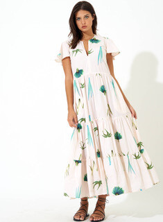 OLIPHANT V Neck Maxi Dress In Frond Green 