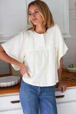 EMERSON FRY Marion Button Blouse in Salt