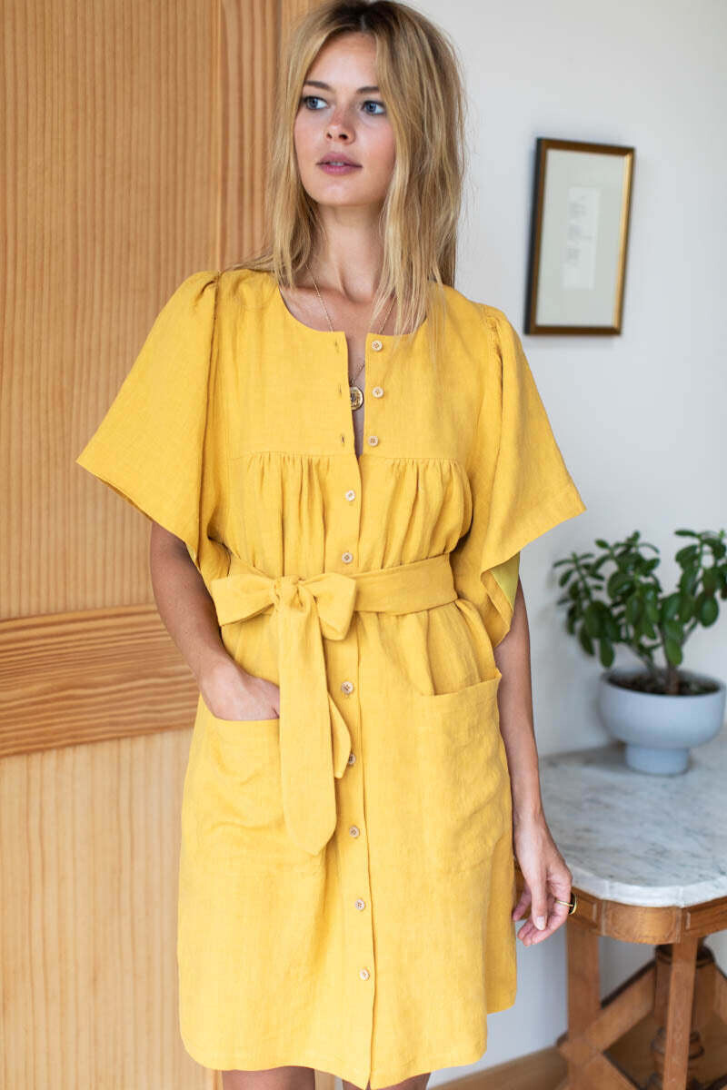 EMERSON FRY Marion Button Dress In Honey
