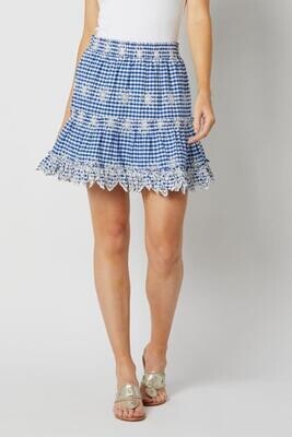 SAIL TO SABLE Gingham Skirt Blue and White