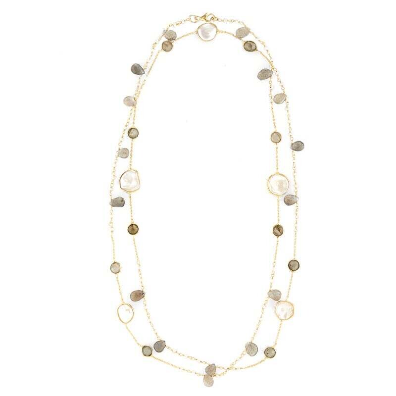 ELYSSA BASSS N642 Lab/pearl necklace