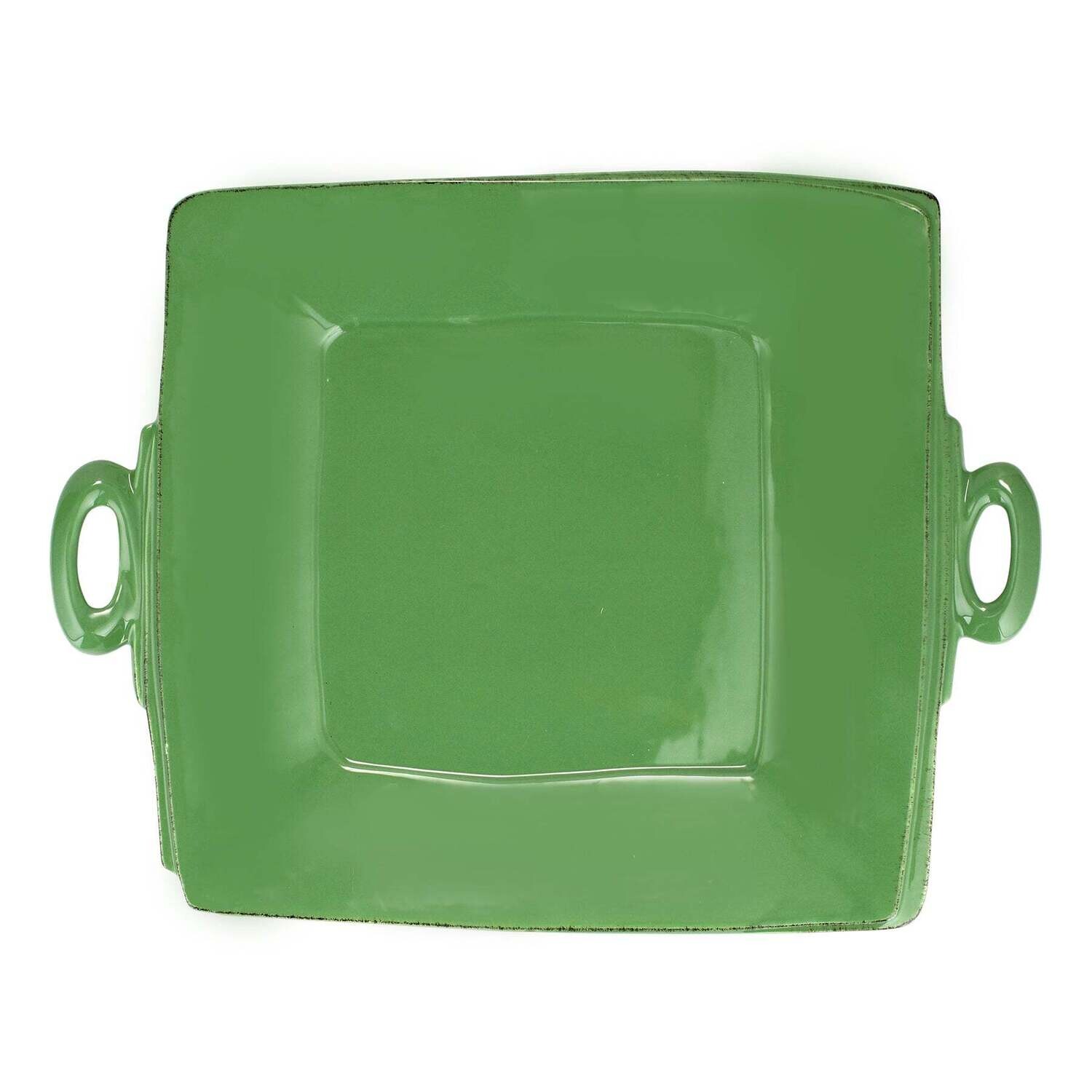 VIETRI Lastra Green Handled Square Platter