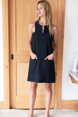 EMERSON FRY A Line Mod Dress - Black Linen