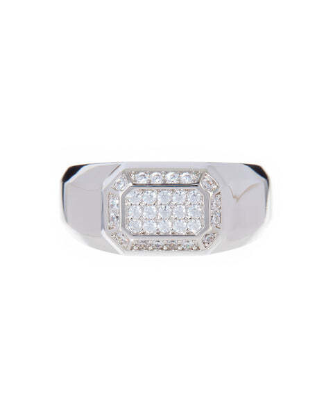 LUV AJ Faceted Diamond Signet Ring in Silver