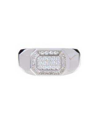 LUV AJ Faceted Diamond Signet Ring in Silver