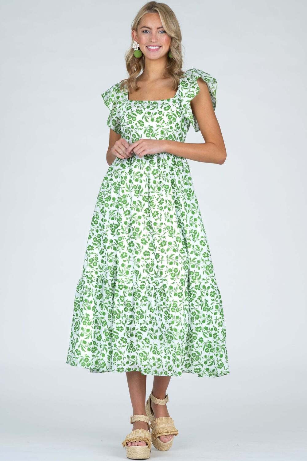 OLIVIA JAMES Brooke Dress in Picnic Floral Lime