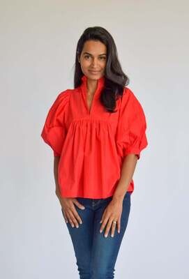 NEVER A WALLFLOWER High Neck Top in True Red