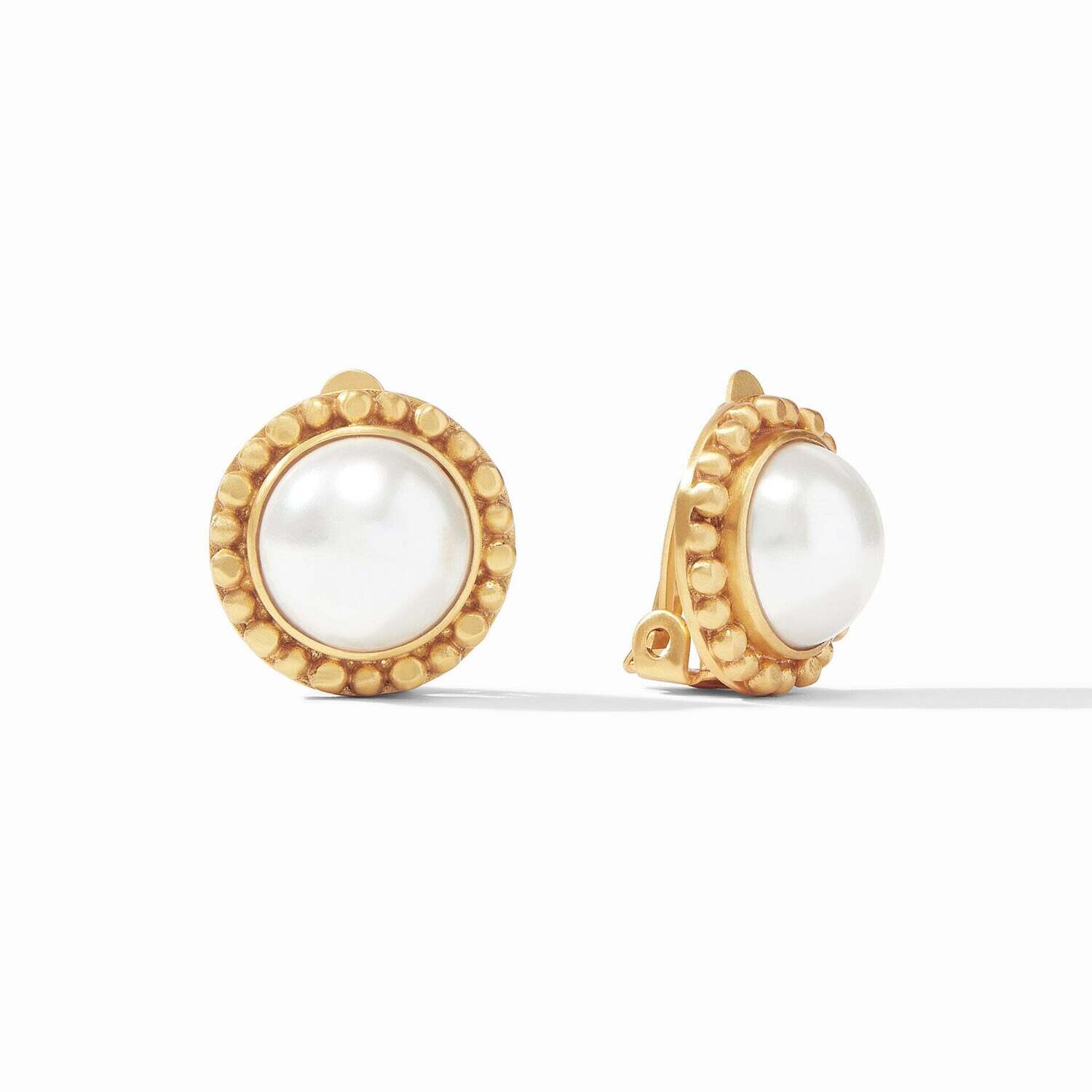JULIE VOS Marbella Pearl Clip Earring Gold CP105GPL00