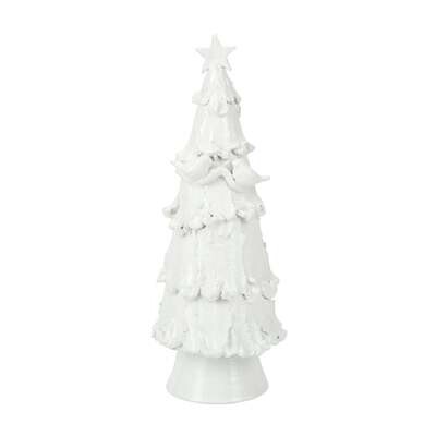 VIETRI Foresta White Large Tree With Red Birds and Star
