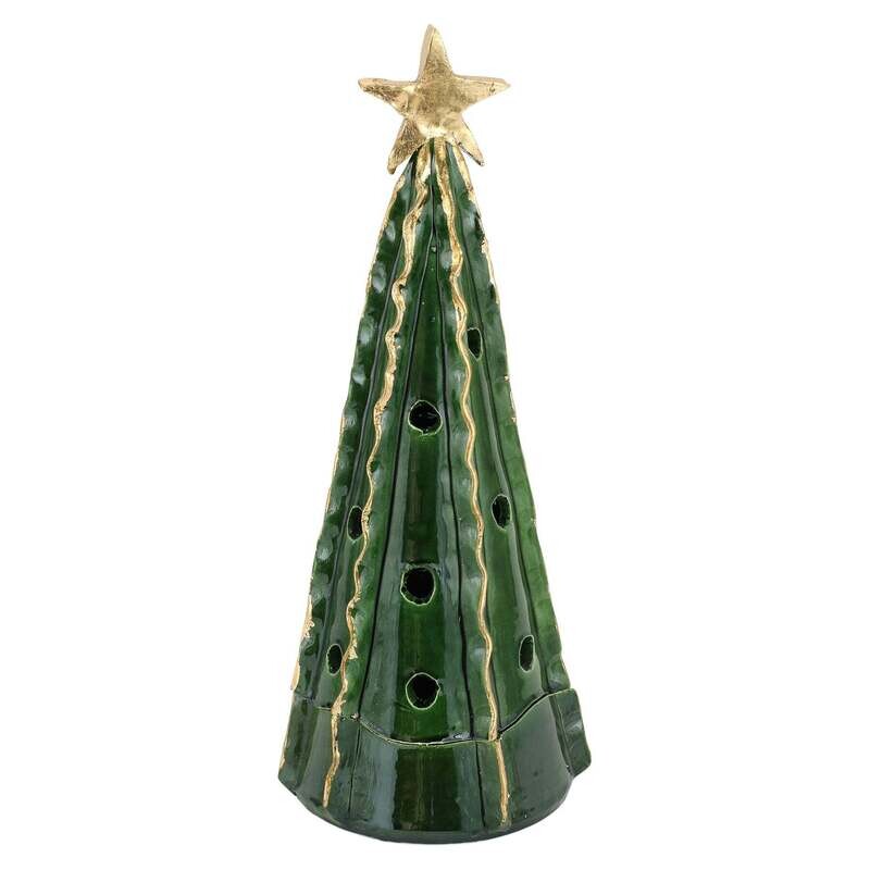 VIETRI Foresta Green Med. Tree w/ Gold Star