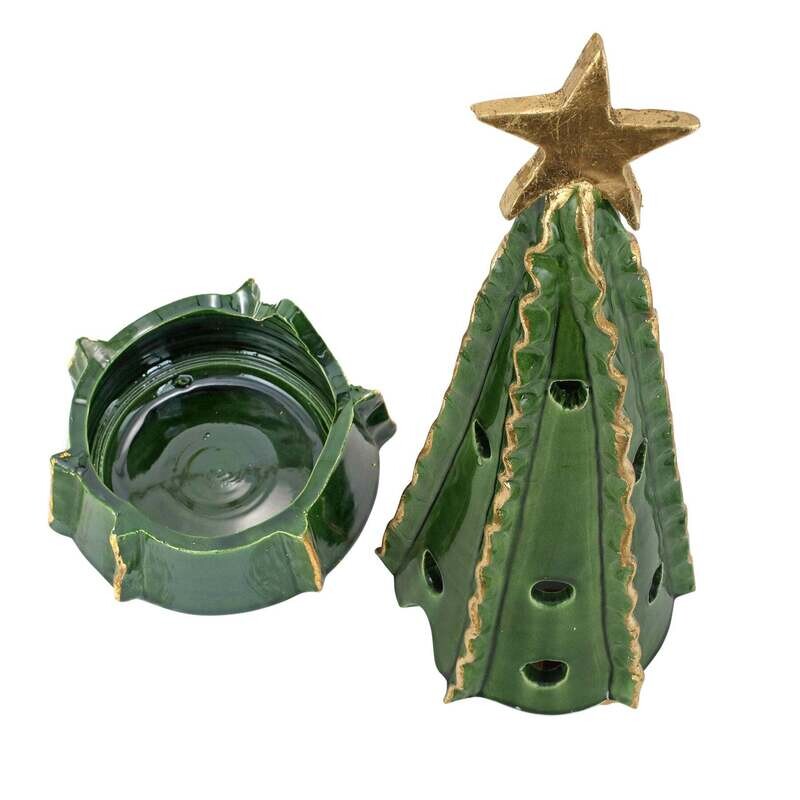VIETRI Foresta Green Med. Tree w/ Gold Star