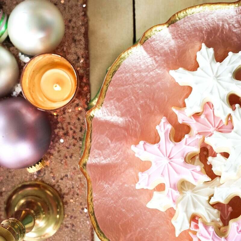 VIETRI Baroque Glass Pink cocktail plate