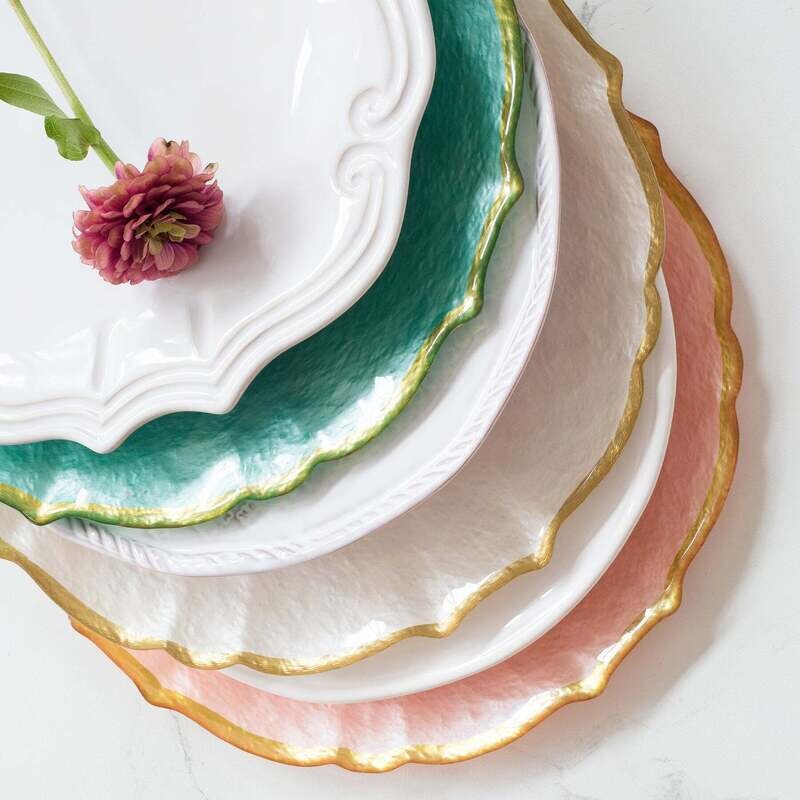 VIETRI Pistachio Baroque Glass Cocktail plate