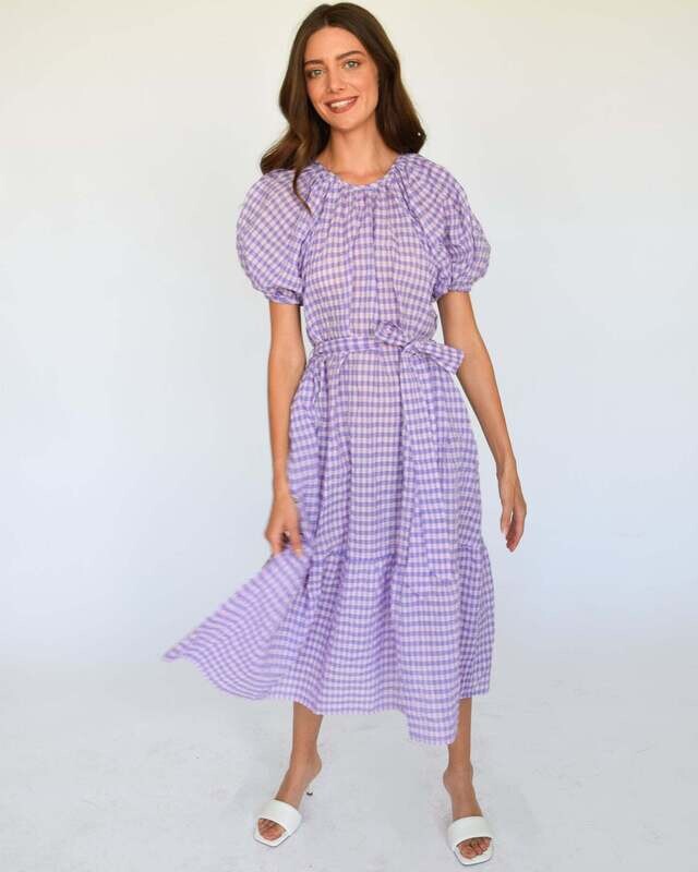 NEVER A WALLFLOWER Gathered Neck Dress Pink/Purple