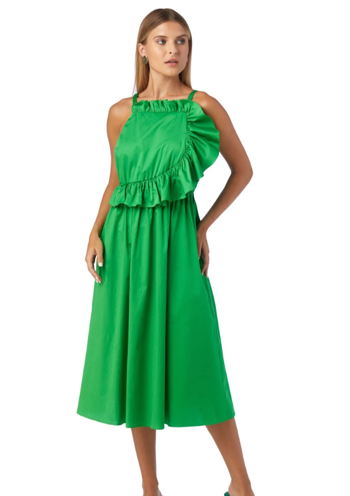 CROSBY Genevieve Dress -Bright Fern
