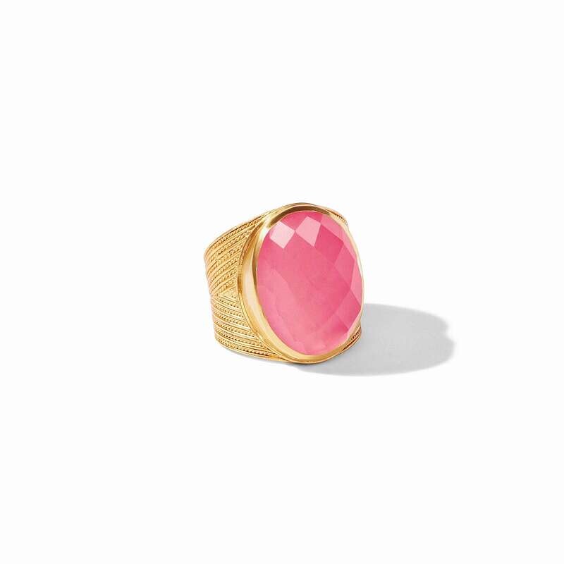 JULIE VOS Verona Statement Adjustable Ring  Peony Pink -8