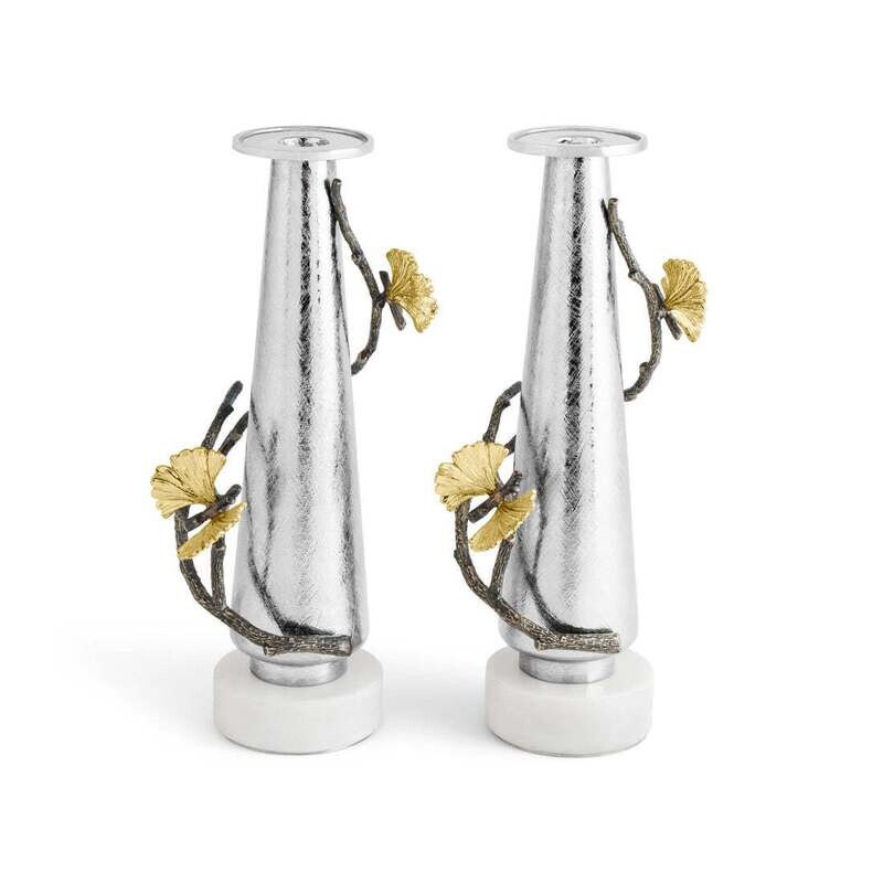 MICHAEL ARAM Butterfly Ginkgo gold candleholders S/2