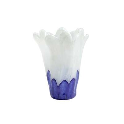 VIETRI Onda Glass Cobalt and White Medium Vase