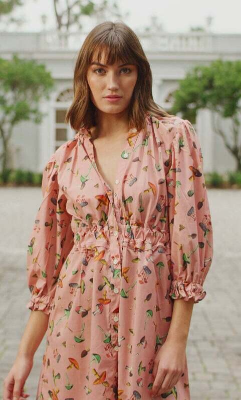 NEVER A WALLFLOWER Collar Dress Pink Mushroom