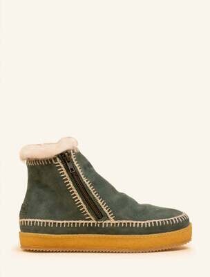 LAIDBACK LONDON Green Suede Crochet Low Boot