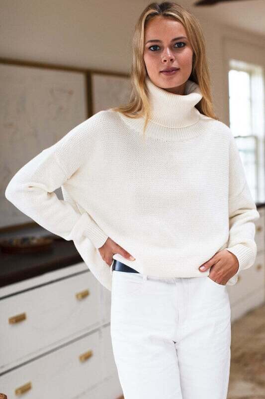 EMERSON FRY Carolyn Funnel Neck Sweater Ivory