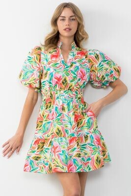 THML Puff sleeve floral print dress