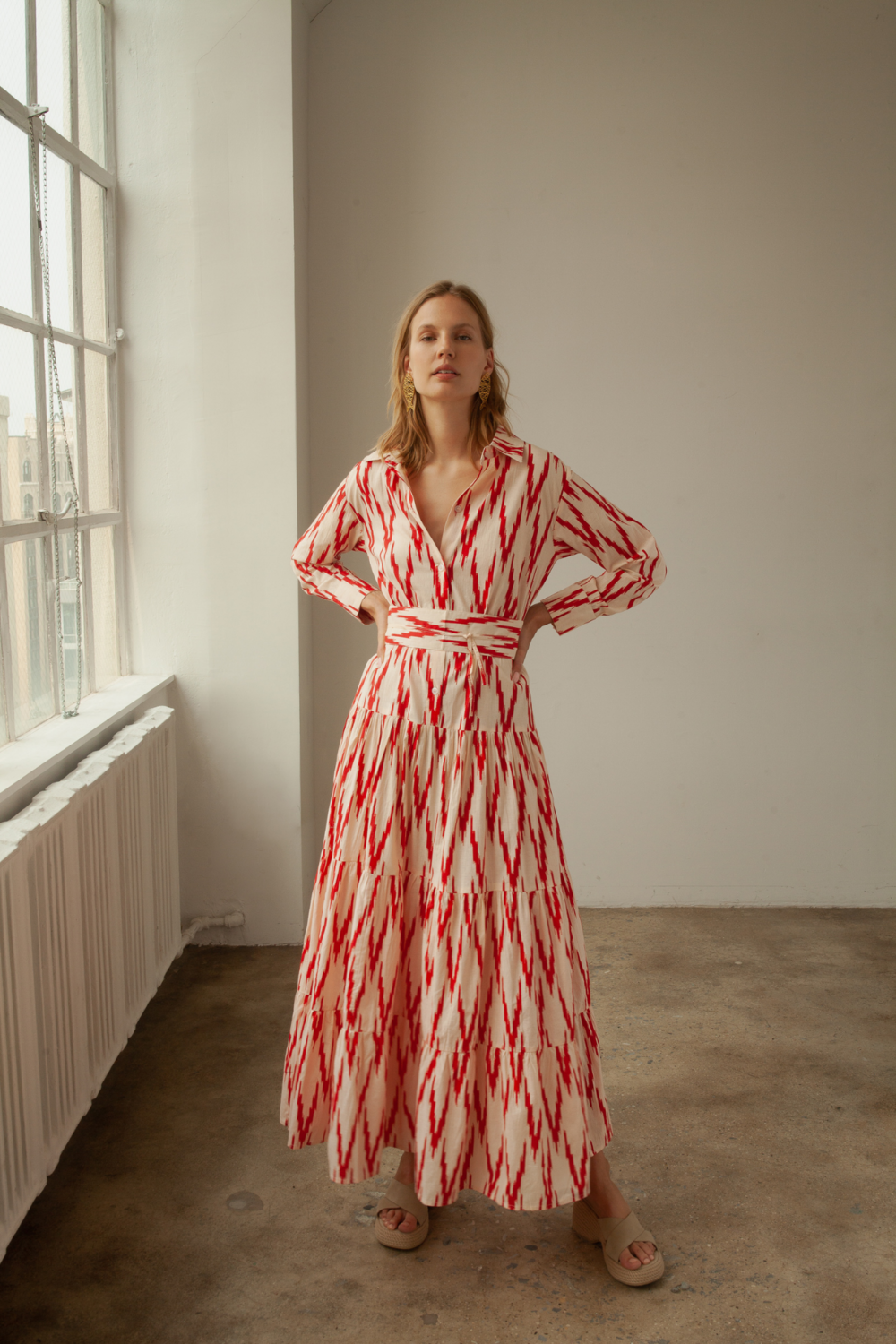 GUADALUPE Meredith Ikat Dress Red
