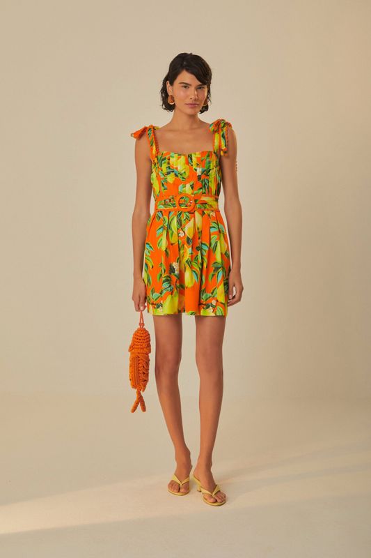 FARM RIO Orange Chic Pears Short Mini Dress