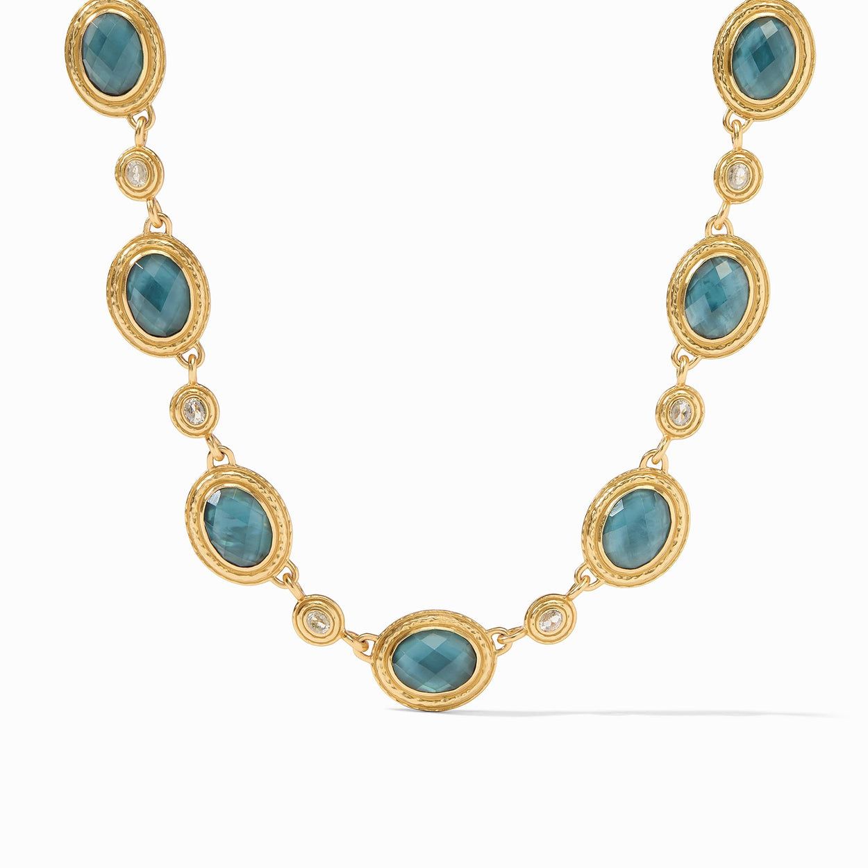 JULIE VOS Tudor Stone Necklace Iridescent Peacock Blue