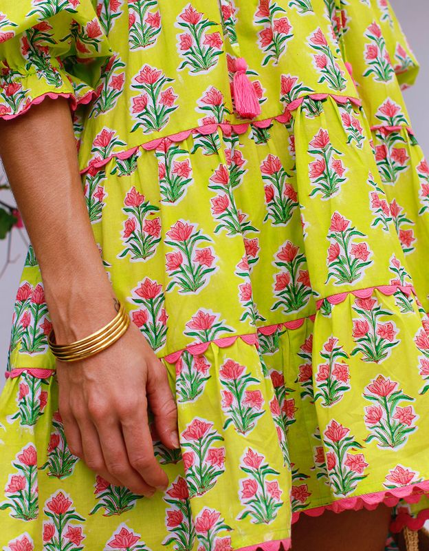 PINK CITY PRINTS Luna Mini Lime Hibiscus