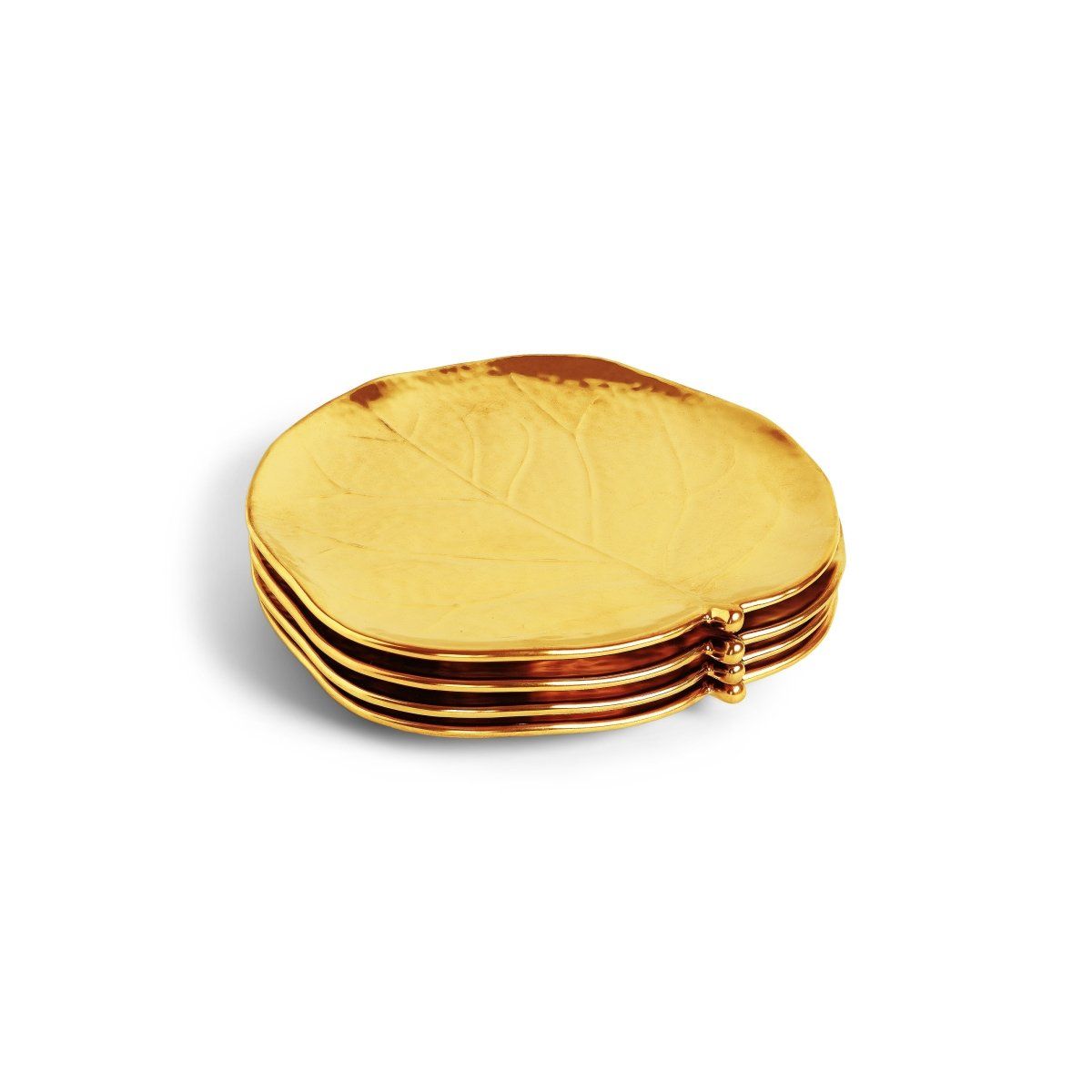 MICHAEL ARAM Botanical Leaf Gold Tidbit Plates Set/4