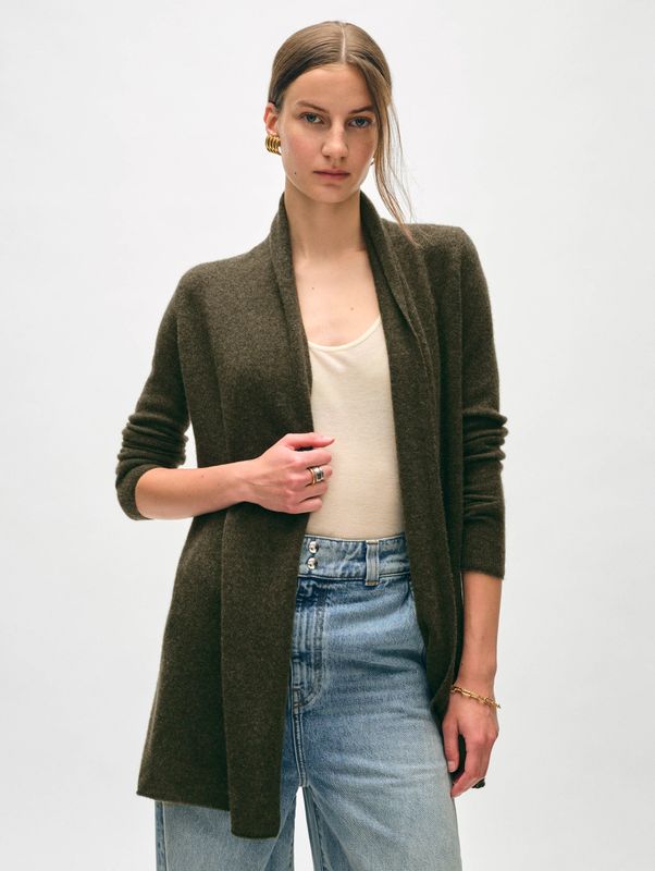 WHITE+WARREN Cashmere Trapeze Cardigan Thyme