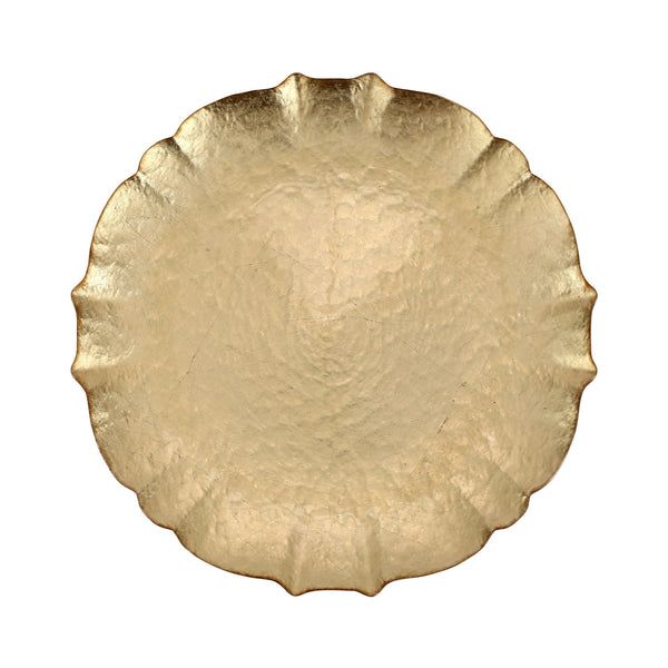VIETRI Baroque Glass Gold cocktail plate