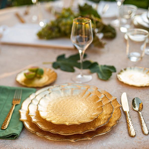 VIETRI Baroque Glass Gold cocktail plate