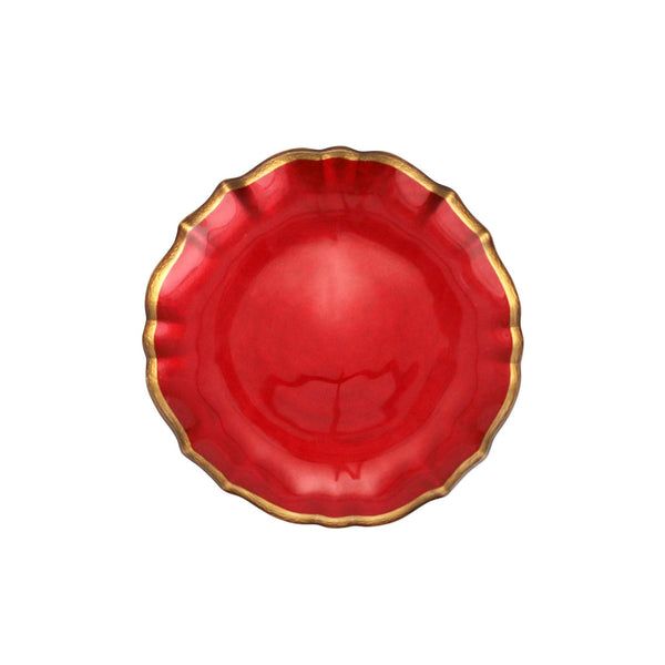 VIETRI Baroque Glass Red Cocktail Plate