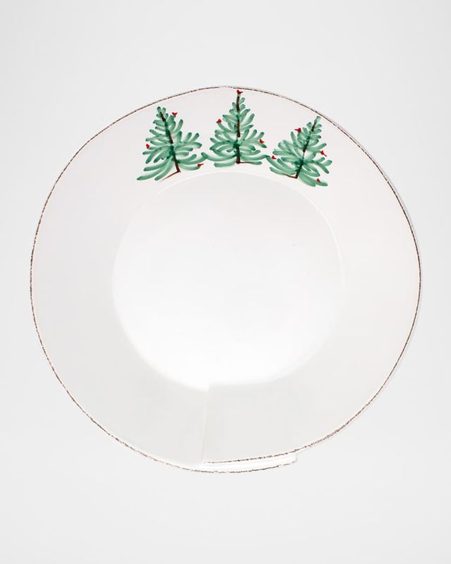 VIETRI Lastra Holiday Green Figural Shallow Bowl