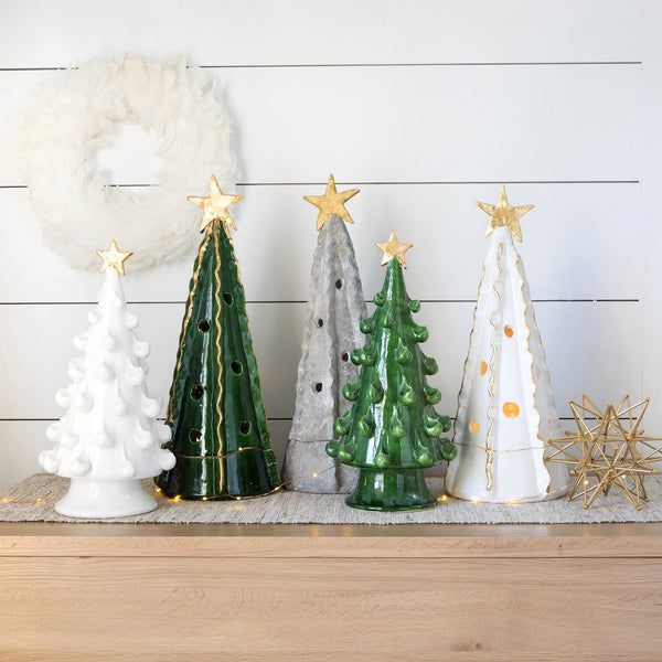 VIETRI Foresta White Medium Tree With Gold Star