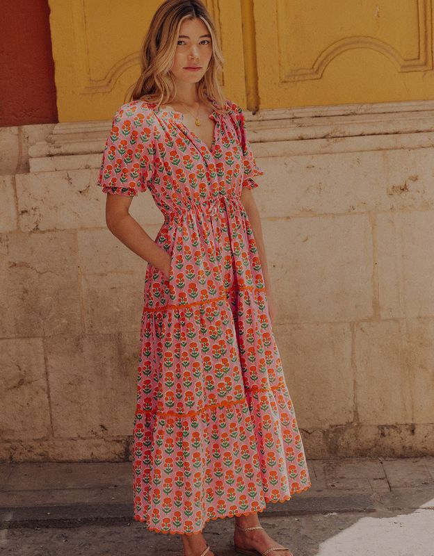 PINK CITY PRINTS Calypso Dress Marigold Buta