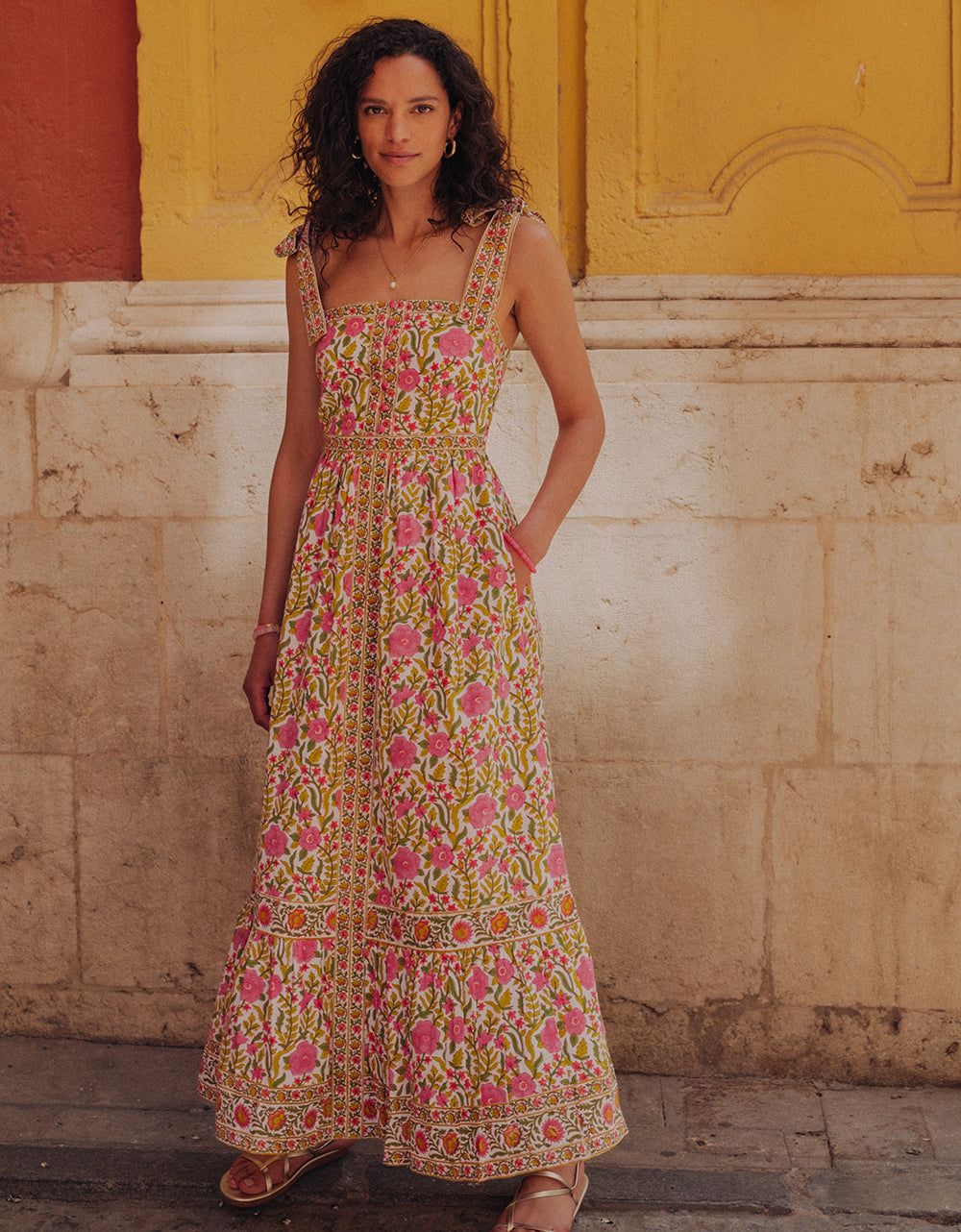 PINK CITY PRINTS Corfu Dress Lime Fields