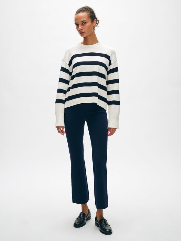 WHITE+WARREN Organic Cotton Easy Crewneck (Iv/Nvy)
