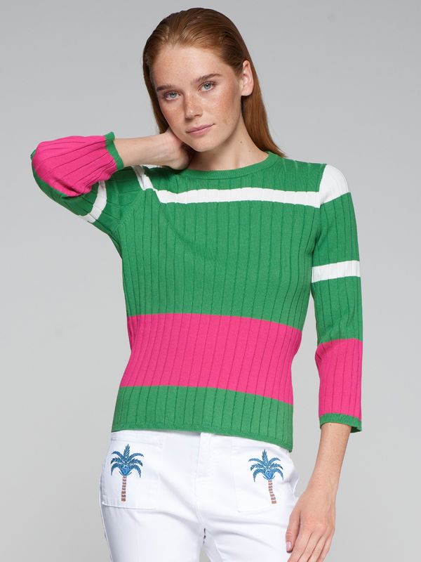 VILAGALLO Colour block verde rosa jersey