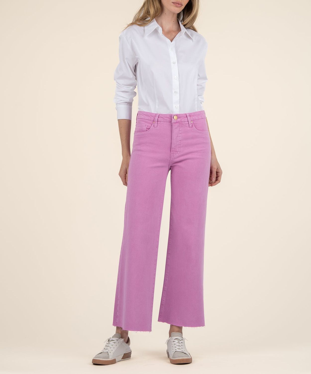 KUT Meg High Rise Wide Leg Peony Pink